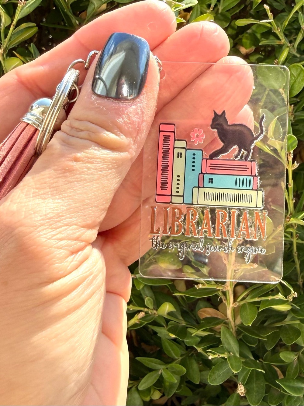 Librarian Acrylic Keychain | Funny “Original Search Engine” Librarian Gift | Cat